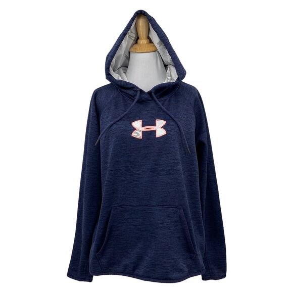 Under Armour Sweatshirt Womens M Medium Navy ColdGear Fleece Lined Thumbhole - Picture 1 of 12